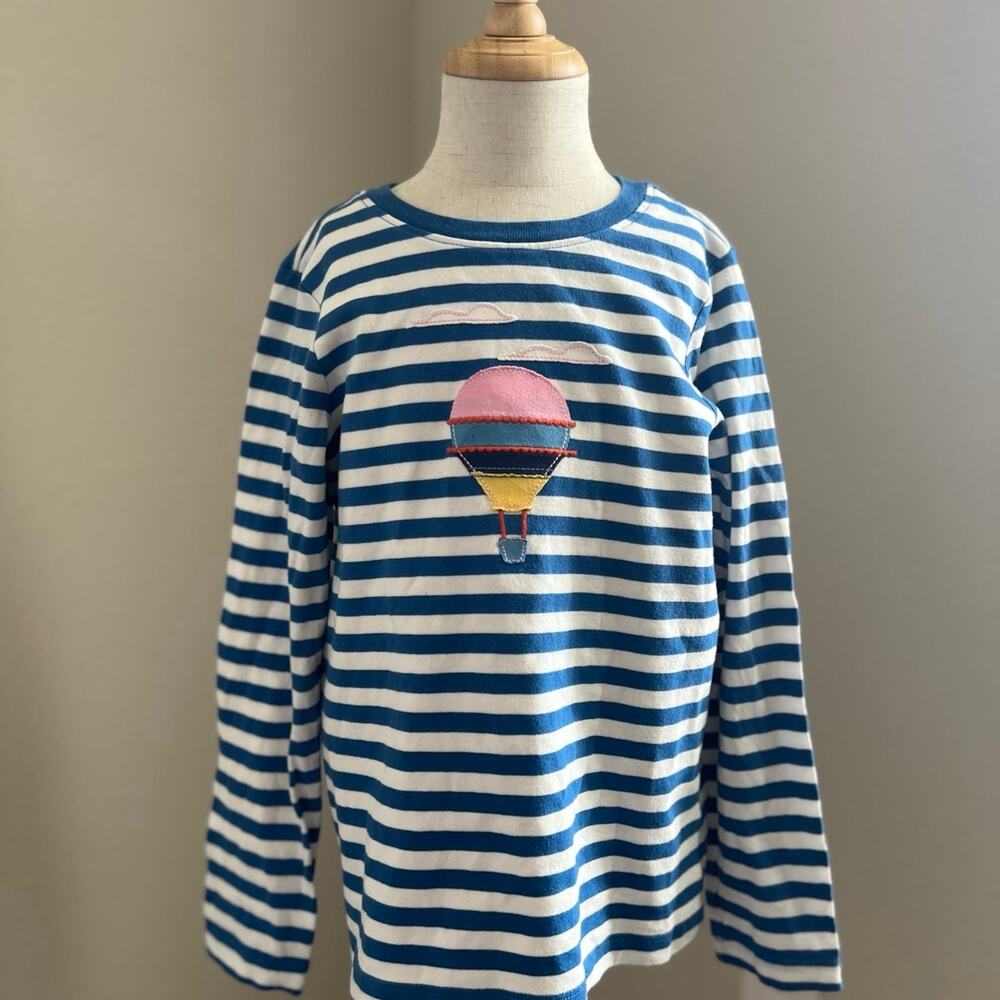 Hanna Andersson Hot Air-Balloon Blue Stripe Shirt 120/6-7Y